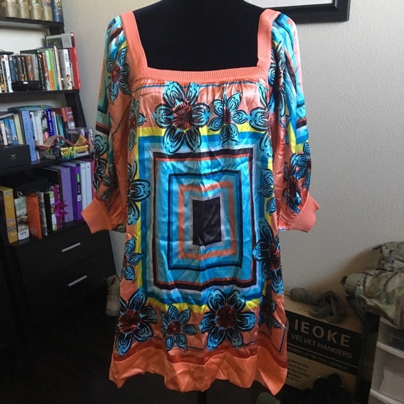 NWT Bebe Silk Tunic Dress square neck size small S - Picture 1 of 3
